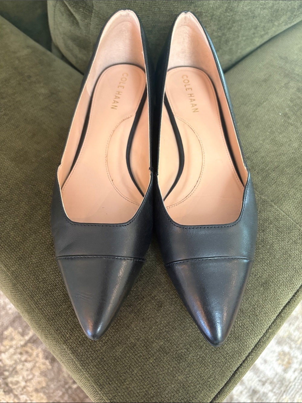 Cole Haan Black Pointed-Toe Leather Pumps
